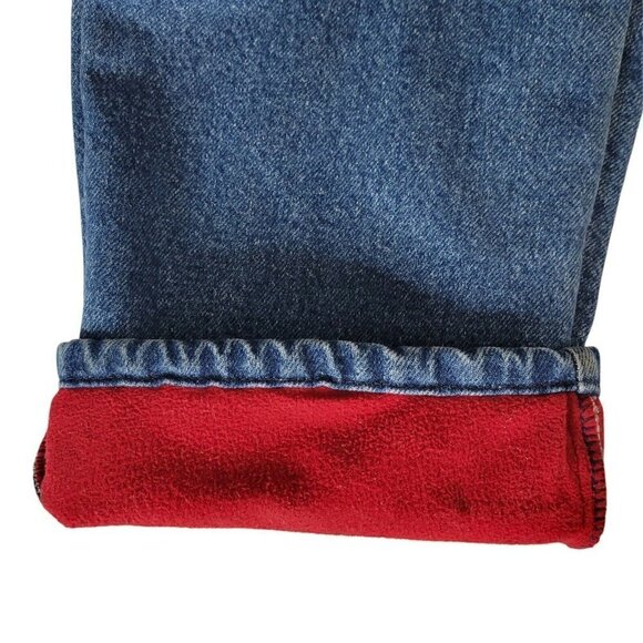 LL Bean Double L Red Flannel Lined Jeans Size 12T 30X33 Relaxed Fit High Rise - Picture 4 of 13